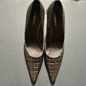BCBG 3.5 inch heels in croco embossed leather. 10
